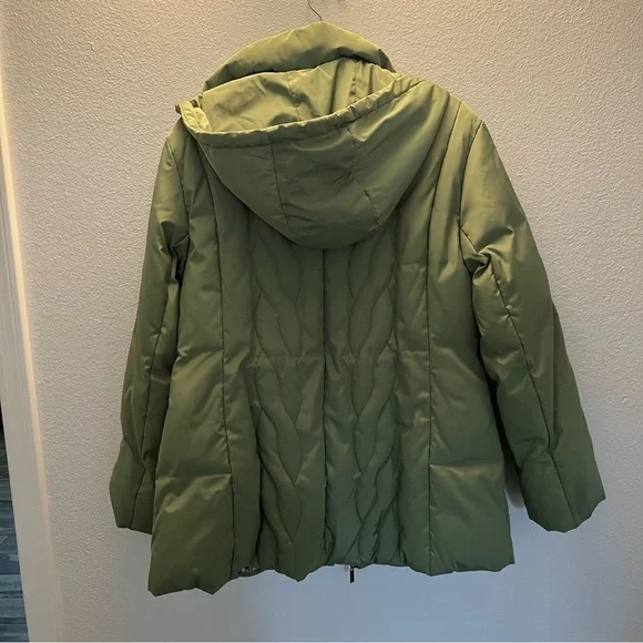 Linea Donatella Olive Green Quilted Puffer Coat - Picture 3 of 5